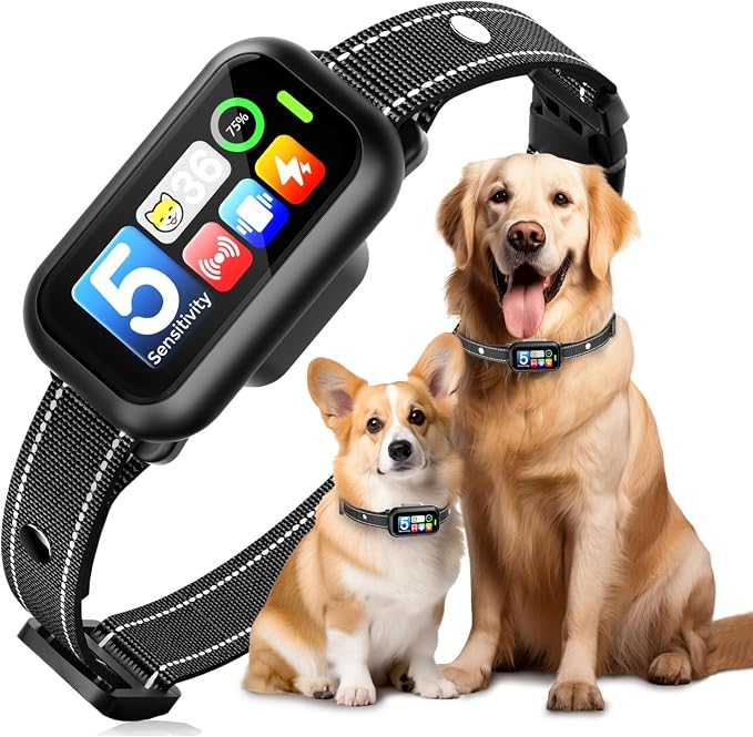 Bark Collar for Small Medium Large Dogs 8-100lbs | Upgraded Smart AI Anti Barking Collar w/AirTag Holder, 5 Modes (Beep/Vib/Safe Shock), Adjustable Sensitivity, Bark Counter, Rechargeable Waterproof