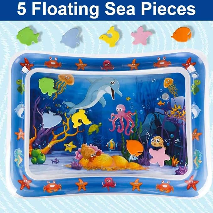 2026 Upgraded Thickened Cat Water Sensory Play Mat, Anti-Scratch Leak Proof Cooling Pad with Floating Fish Toy, Interactive Hunting Exercise Mat for Indoor Cats