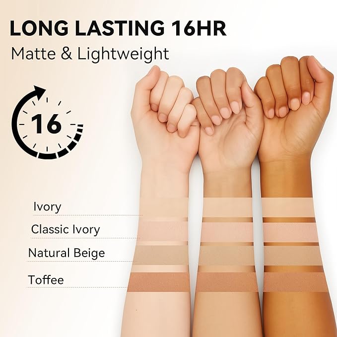 FV Matte Waterproof Foundation-Longwear Transfer-Proof, with Medium to Full Coverage, Oil-control & Lightweight, Liquid Foundation Makeup for Normal/Oily skin, 30g, Classic Ivory