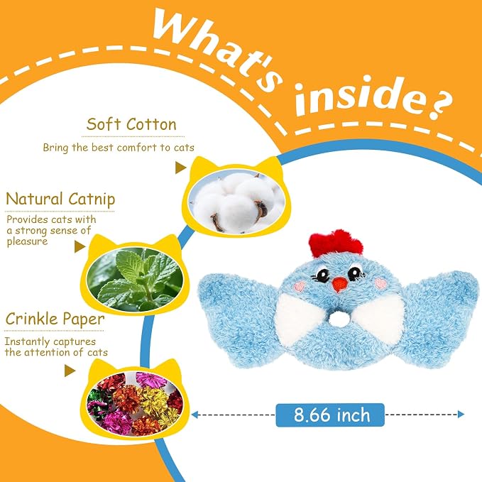 ETEKYER Cat Toys Bird, Catnip Toys for Indoor Cats, 3 Pack, 8.66 Inches
