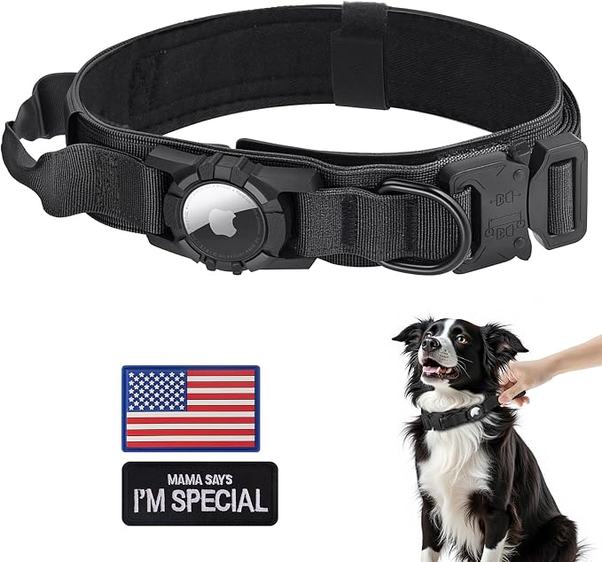 Upgraded Airtag Dog Collar Waterproof, Adjustable GPS Training Nylon
