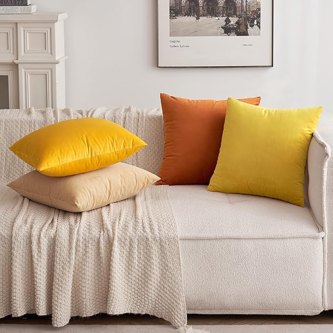 MIULEE 12x20 Inch Lumbar Velvet Fall Throw Pillow Covers Orange | Pack of 2 Soft Solid Decorative Pillow Covers, Modern Luxury Home Decor, for Chair Couch Sofa Bedroom Livingroom