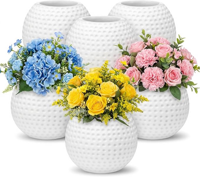 6 Pcs Golf Vase for Table Centerpieces 4 Inch Small Resin Pots Spring Planters Flower Pot Containers White Flower Containers Decorative Planter for Golf Sport Birthday Events Party Decor