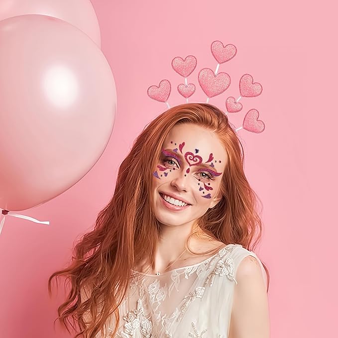 Valentine Face Gems Face Jewels Stickers Red Love Heart Lip Self Adhesive Eye Body Face Nail Hair Crystal Rhinestones for Makeup Festival Glitter Face Art Decor 2Sheets (style6)