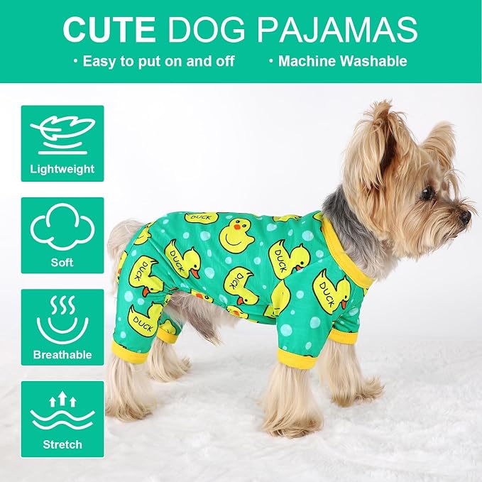 Dog Pajamas for Small Dogs Boy Girl, Dog Clothes Tiny Chihuahua Yorkie Spring Summer Shirt, Cute Puppy Outfit Pjs Jumpsuit Cat Onesie Apparel Pet Clothes (Blue Duck, X-Small)