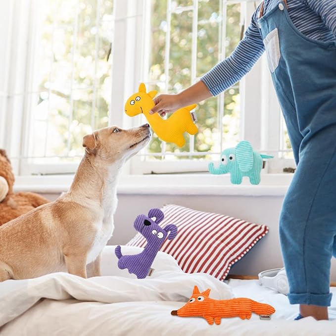Squeaky Dog Toy for Small & Medium Dogs, Dog-Shaped Plush Toy