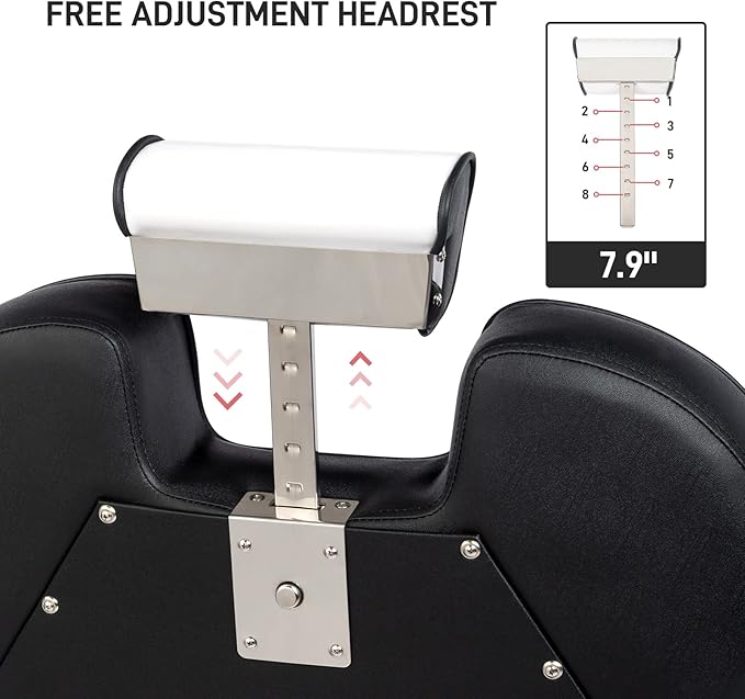 OmySalon Classic Barber Chair Reclining Hair Salon Stylist Chair All Purpose, Heavy Duty Hydraulic Pump, Adjustable Headrest, Tattoo Barbershop Beauty Spa Equipment