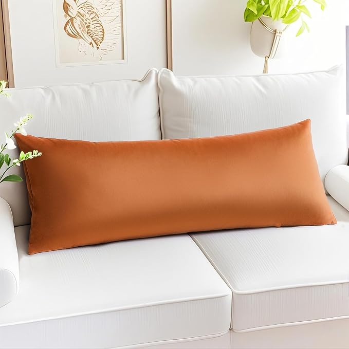 Artscope Luxury Velvet Lumbar Pillow Cover Super Soft Decorative Rectangle Throw Pillow Covers Case Cushion Covers for Sofa Couch Bedroom Car Decor 14x36 Inch Orange
