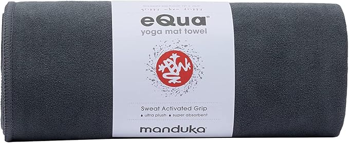 Manduka eQua Hand Towels - 16" | Rapid Moisture Activated Grip | Quick Drying, Soft Microfiber | Machine Washable | 16 x 26.5 inches | Thunder