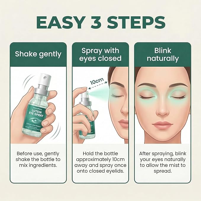 VisionPure Lutein Eye Spray – Gentle Eyelid Cleanser | Eye Formula with Calendula, Lutein, Vitamin E, 10 mL
