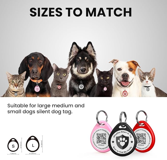 QR Code Dog Tags Personalized for Pets, Real-time Alerts, BKPKRE
