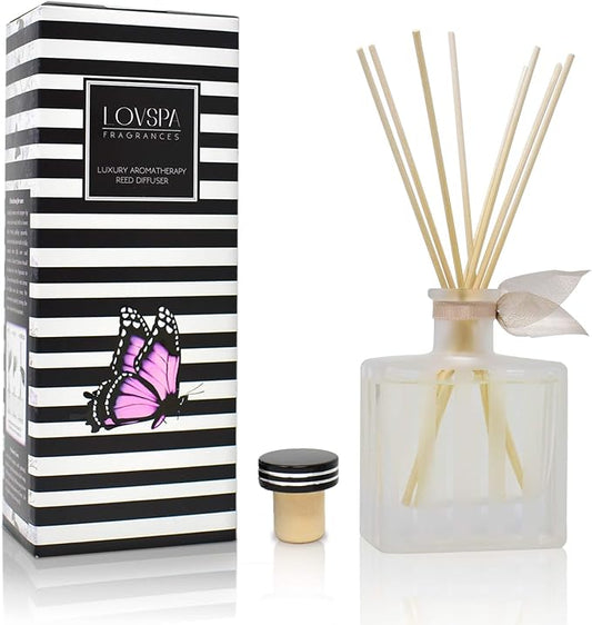 Reed Diffuser Set, Vanilla & Patchouli Scented Oil Diffuser with Sticks, Home Fragrance Accessories for Bathroom Shelf Decor, Aroma Diffusers for Home or Office Fall Decor, USA Made