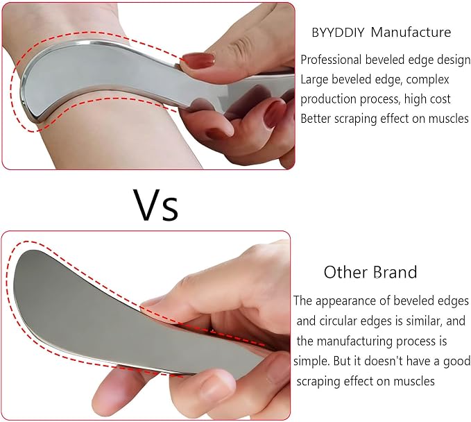 BYYDDIY SD 2 in 1 304Stainless Steel GuaSha Muscle Scraper Tools Set,Scar Tissue Tool,Physical Therapy Tools,Muscle Scraping Tool,Massage Scraper,IASTM Tools,Soft Tissue Massage Tool (SD2)