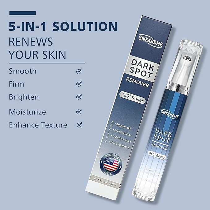 Dark Spot Remover for Face and Body - Dark Spot Advanced Corrector Serum for Melasma, Age Spots, Freckles & Sun Spots with 360° Roller for All Skin Types 0.67floz