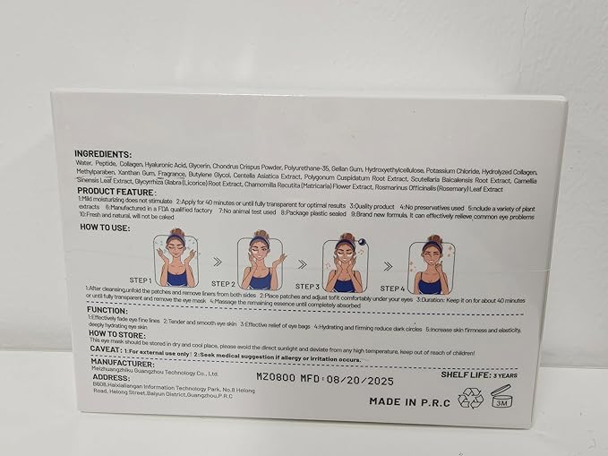 Peptide Under Eye Patches, Firming Eye Patches Instant Reduces Dark Circles and Puffiness, Collagen Under Eye Mask for Bags Treatment, Wrinkles, 12 Pairs