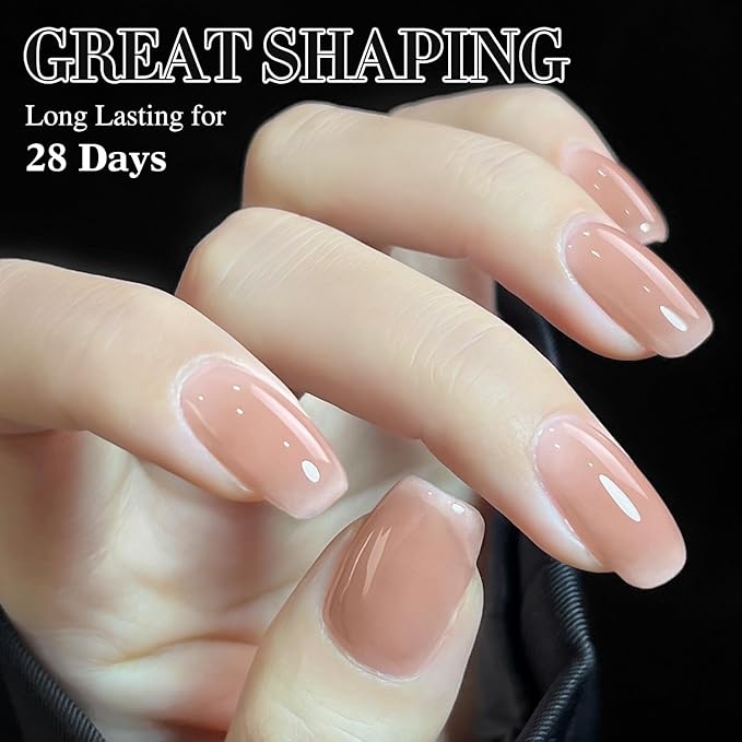 Double Rhythm Clear Gel Nail Polish 15ml Nail Strengthener Builder in a Bottle Nail Extension Hard Gel Soak Off Long Lasting UV Gel (Light Nude 8 in 1-6)