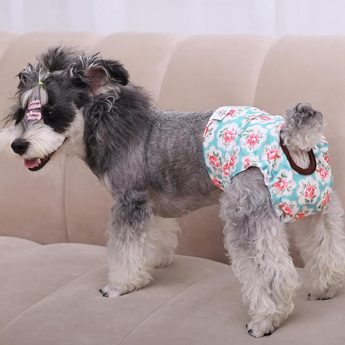 CuteBone Dog Diapers Female Washable Small Medium Large 3 Pack Reusable Doggie Diapers Puppy Period Pants for Doggy Heat Cycle Peeing