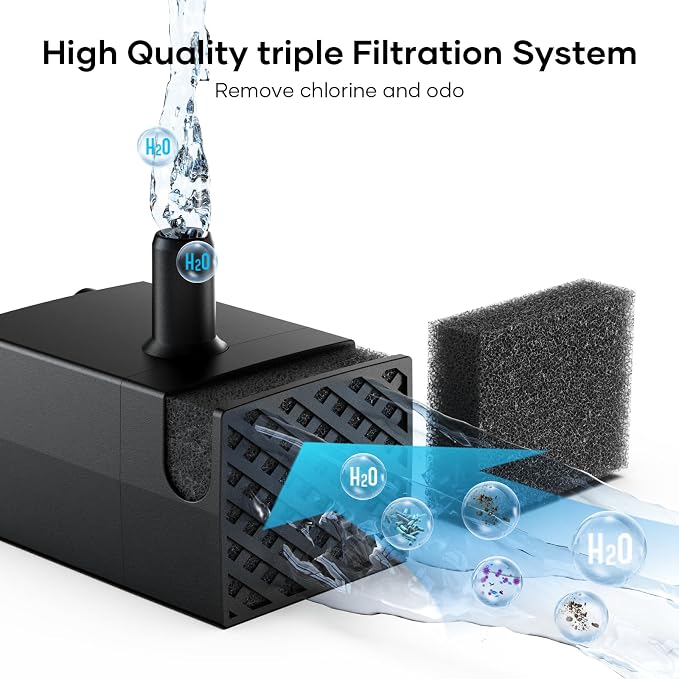 Water Pump Replacement for LESOTC 11L/3Gallon Stainless Steel Dog Water Fountain,Ultra Quite Water Pump for Dog Water Dispenser for Large Dogs Water Drinking Bowl Fountain for Pet, Easy to Clean,Black