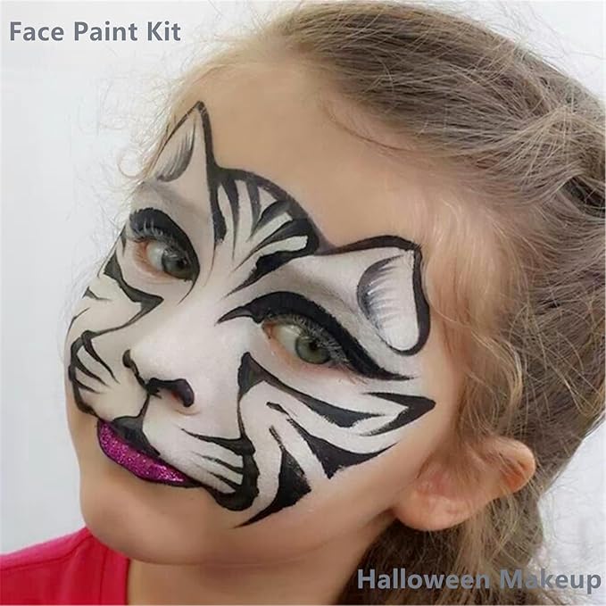 Go Ho Grey Face Paint Washable for Halloween Makeup,Creamy to Gel Water Based Grey Body Paint Full Coverage for Adults Children Cosplay SFX Zombie Vampire Makeup,Light Grey A,25g