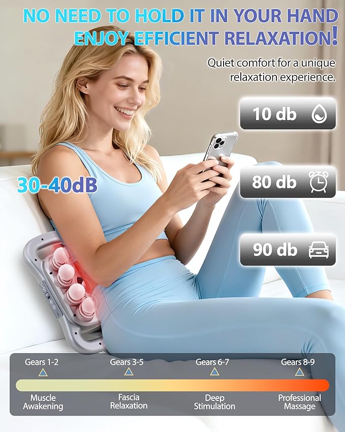 16-Head Massage Gun, Deep Tissue Percussion Massager with 9 Modes & 9 Intensities, 2600mAh Battery 4H Runtime, Ultra-Quiet 30-40dB, for Muscle Pain Relief in Back, Legs, Shoulders