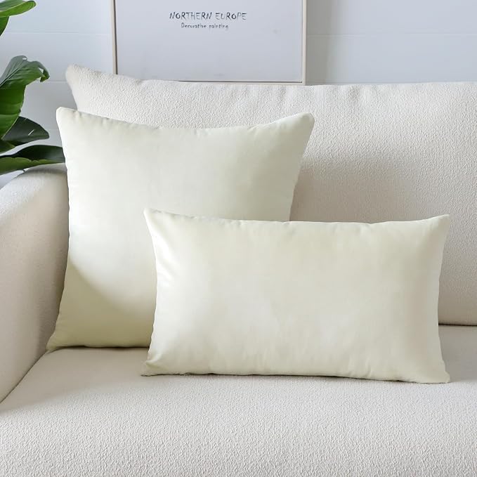 Artscope Luxury Velvet Pillow Covers Super Soft Decorative Square Throw Pillow Covers Case Cushion Covers for Sofa Couch Bedroom Car Decor 22x22 Inch Cream White