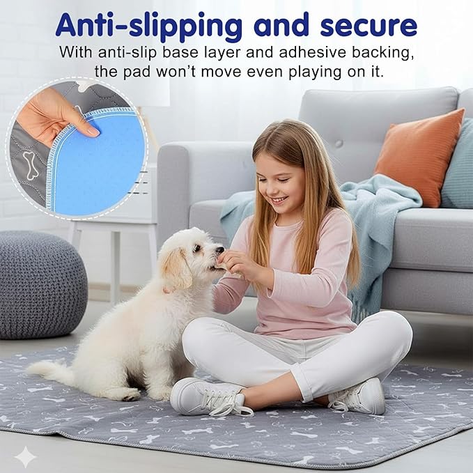 Pee Pads with Pheromones, Elite Pads for Cats, Washable Pee Pads for Dogs, Leak-Proof & Anti-Slip Pet Training Pad for Home & Travel(Grey, M: 23.6" × 15.7")