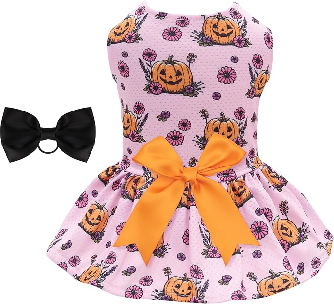 CuteBone Dog Mesh Dress Halloween Puppy Sundress Pet Outfit Summer Fashion for Small Dogs Girl Cat Clothes