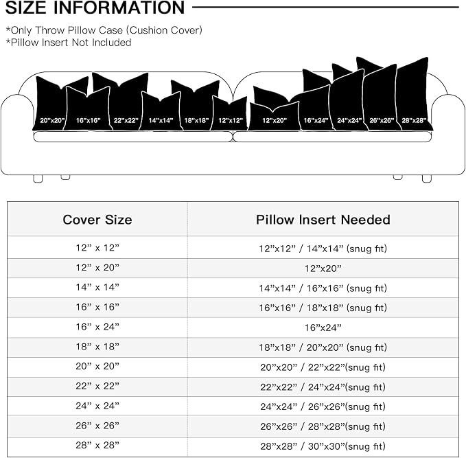 OTOSTAR Linen Throw Pillow Cover Set of 1 Decorative Lumbar Pillowcases Cushion Covers 12x20 Inch for Home Decor Sofa Bedroom Car 30 x 50CM Black