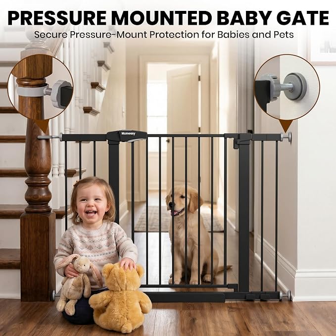 Mumeasy Baby Gate for Stairs, 29.7-46" Walk Through Dog Gate Indoor