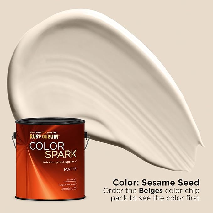 Rust-Oleum Color Spark Interior Paint and Primer in One, Matte, Sesame Seed, 1 Gallon