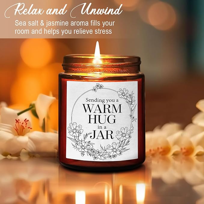 Sending You Love & Hugs Gift for Her - Relaxing Candles for Women Stress Relief - Gifts for Men Coworker Boyfriend - Mothers Day Gift for Mom Girlfriend Daughter - Scented Soy Calming Candle