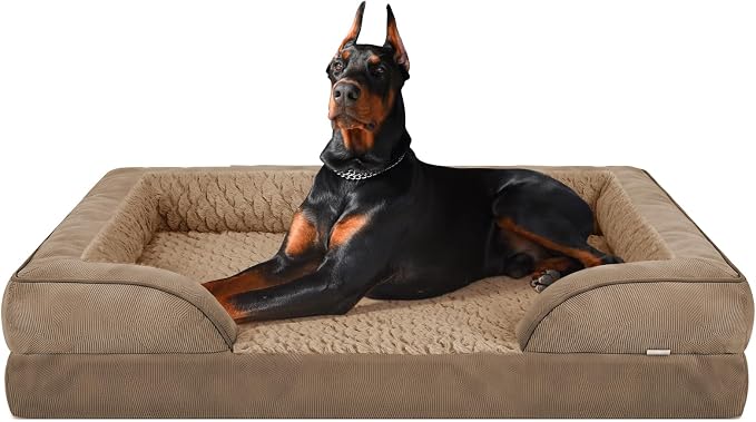 XXL Plus Orthopedic Dog Beds Large Sized, XL Washable Dog Sofa with Egg-Crate Foam, Waterproof Lining and Non-Skid Bottom