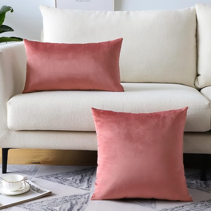 Artscope Luxury Velvet Pillow Covers Super Soft Decorative Square Throw Pillow Covers Case Cushion Covers for Sofa Couch Bedroom Car Decor 12x20 Inch Jam