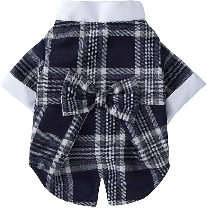 GabeFish Pets Wedding Jackets Suit for Dogs with Bow Tie Puppy Cat Formal Clothes Shirt Tuxedo (Navy, S (Chest 12.9in/33cm))