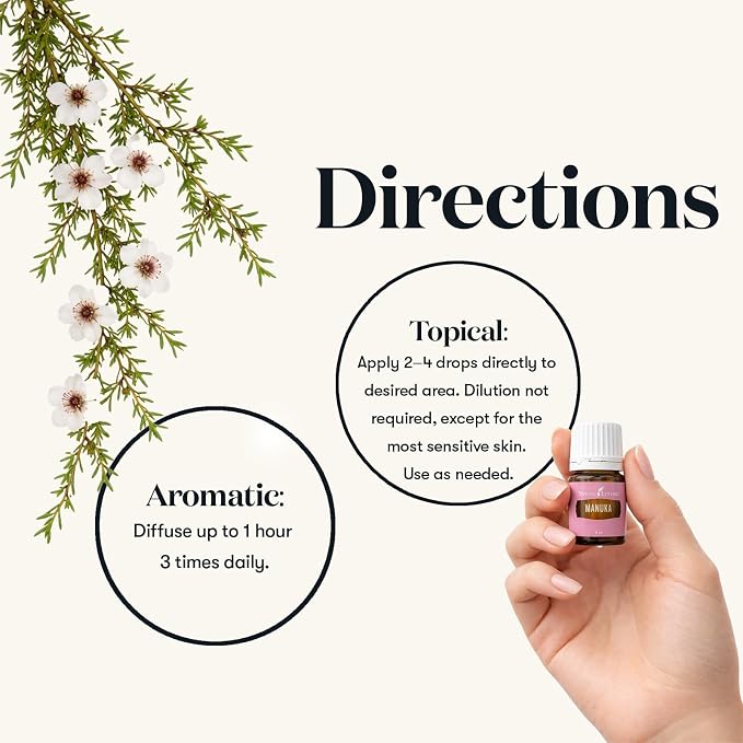 Young Living Manuka Essential Oil | 5 ml | Aromatherapy Diffuser | Skin Care Essential Oil for Nourishing Skin & Nails | Premium Quality for Topical Use