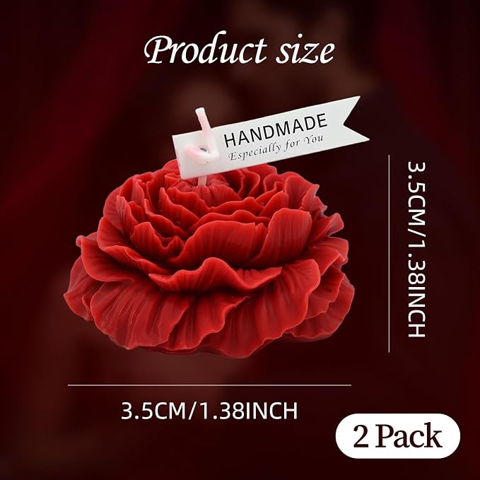 118.4°F 2 Pcs Low Temperature Candles Peony Flower Shaped Scented Candles Low Heat Body Safe Candles Wax Play for Couples Date Night (4, Wine red)