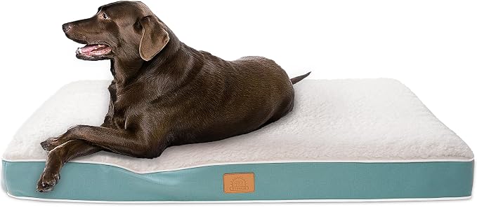 Sunheir Washable Orthopedic Large Dog Bed, Big Waterproof Dog Crate Bed 36" | Removable Machine Washable Cover, Egg Crate Foam Support, Easy-Clean, Anti-Slip Bottom, Soft Pet Bed Mat for Crate, Blue