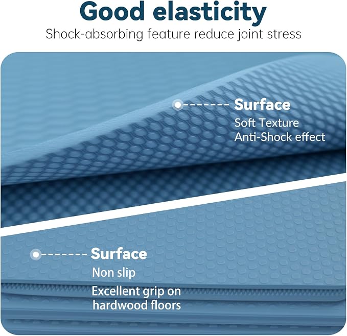 Foldable Yoga Mat Thick Non-Slip Exercise Mat - Packable Travel Fitness Mat with Carrying Bag for Yoga, Pilates, Workout, Home & Gym