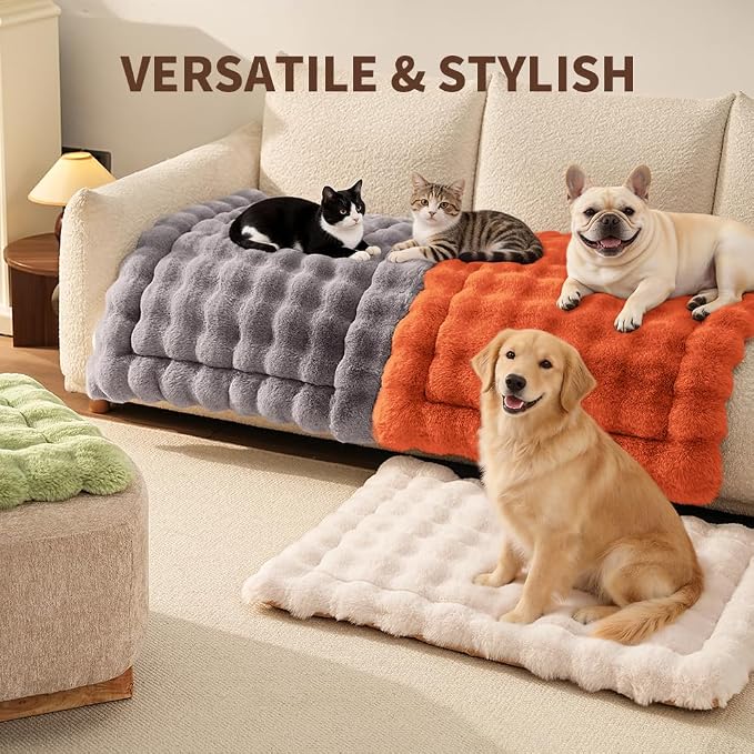SOMAHE Plush Dog Bed Mat, Machine Washable, Large 35x27 Vibrant Orange | Machine Washable + Non-Slip Paw Bottom: plush dog mat stays fluffy and helps reduce sliding on indoor floors.