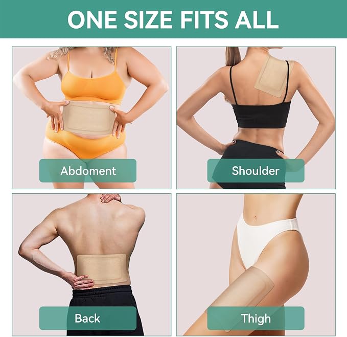 10Pcs Castor Oil Pack Wrap, Organic Cotton Castor Oil Patches for Liver, Stomach, Belly Button, 11.8"x6.3", Disposable Self-Adhesive, Leak-Free, 5X Absorbent Cotton Pad, Portable