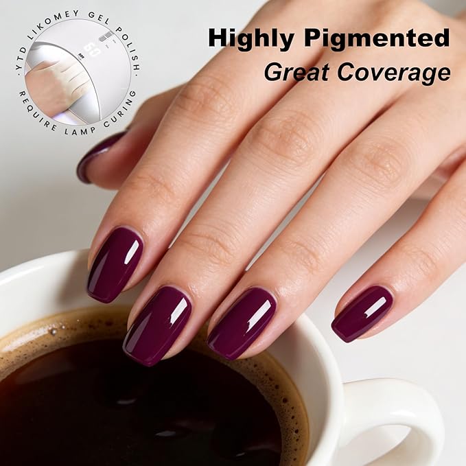 YTD Likomey Wine Purple Gel Nail Polish,15ml Salon Home DIY Manicure Raspberry Deep Plum Strawberry Fall Winter Soak Off UV Color Varnish,CS017