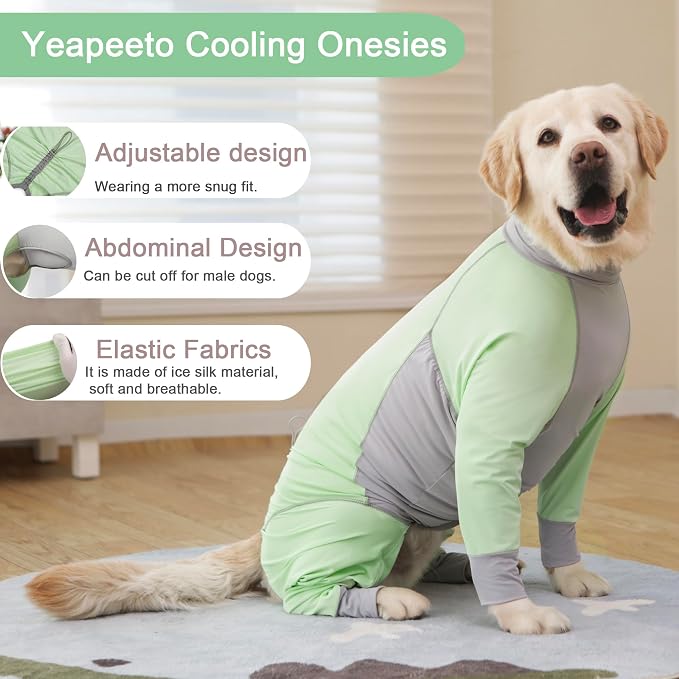 Dog Sun Protection Cooling Suit UPF 50+, Quick-Dry Breathable Jumpsuit for Large & Medium Dogs, Outdoor Dirt-Resistant Shedding Control Pet Apparel (Chartreuse, 6X-Large)