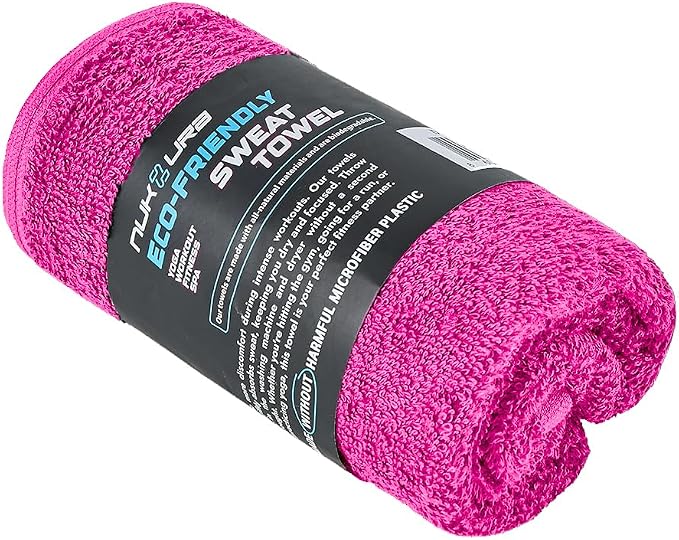 NUKURA 12” x 40” Gym Sweat Towel, 450 GSM, 100% Cotton, High Absorbency, Extra Soft & Quick Dry Workout, Yoga, Pickleball, Padel, Fitness Towel – Pink