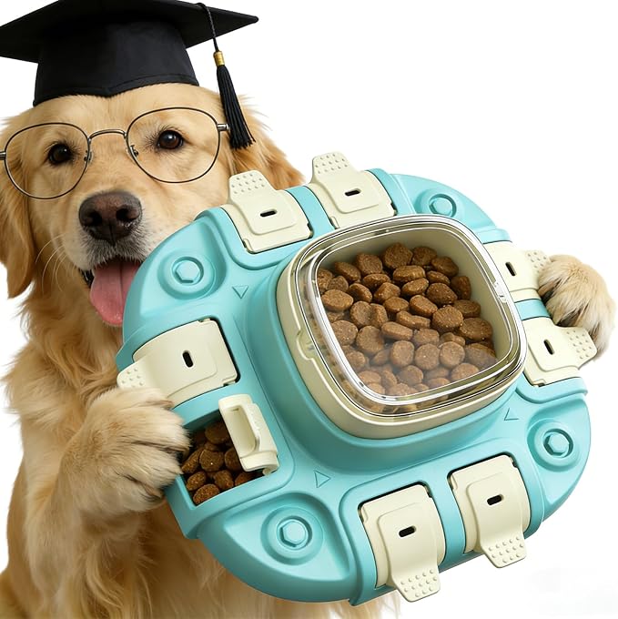 2 Levels Dog Puzzle Toy, Slow Feeder for Fast Eating Pets Interactive Dog Treat Puzzle Toys for IQ Training, Treat Dispenser for Small Medium Large Dogs, Cats