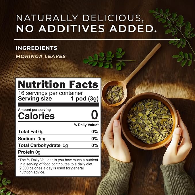 Gya Tea Co Moringa Herbal Tea Pod (16 Count)- Decaf Wellness Tea for Body Comfort & Relaxing
