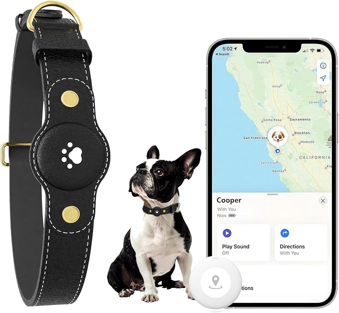 GPS Tracker for Dogs – Smart Dog Collar & Pet Tracker with Real-Time Location, No Monthly Fee, Unlimited Range (iOS & Android) – Fits Small to Large Dogs(Locator Included) (Black)