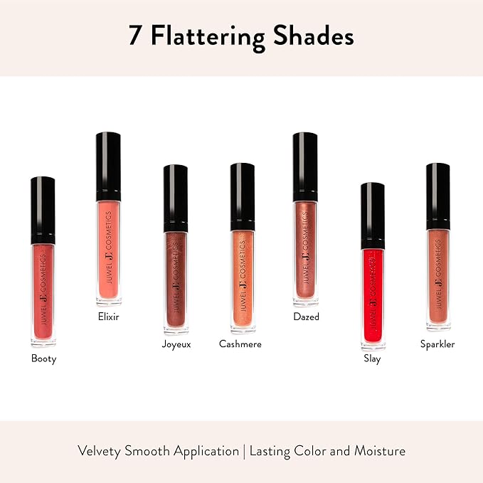 Juwel Cosmetics Ultra Lip Gloss, Gloss for Dry Lips, High Shine, Smooth Finish Moisturizing Lip Gloss with Beeswax, Castor Oil and Vitamin E, Vegan, Talc-free, Booty