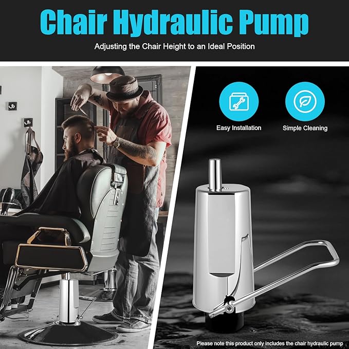 DYNAMI Barber Chair Hydraulic Pump,4 Bolt Salon Chair Replacement Hydraulic Pump,Adjustable Height 4.3in, Load 440Lbs,for Salon Tattoo Stylist Barber Chair(4 Screw Pump)