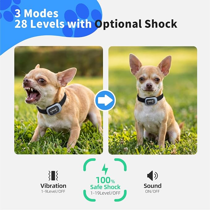 2026 Ultra-Small Bark Collar with Optional Shock, Vibration & Sound, Barking Record Collar for Small Dogs 5-15lbs, Only 1 * 1.7in & 0.8oz, Rechargeable, IPX7 Waterproof, 5 Sensitivity Levels (Blue)