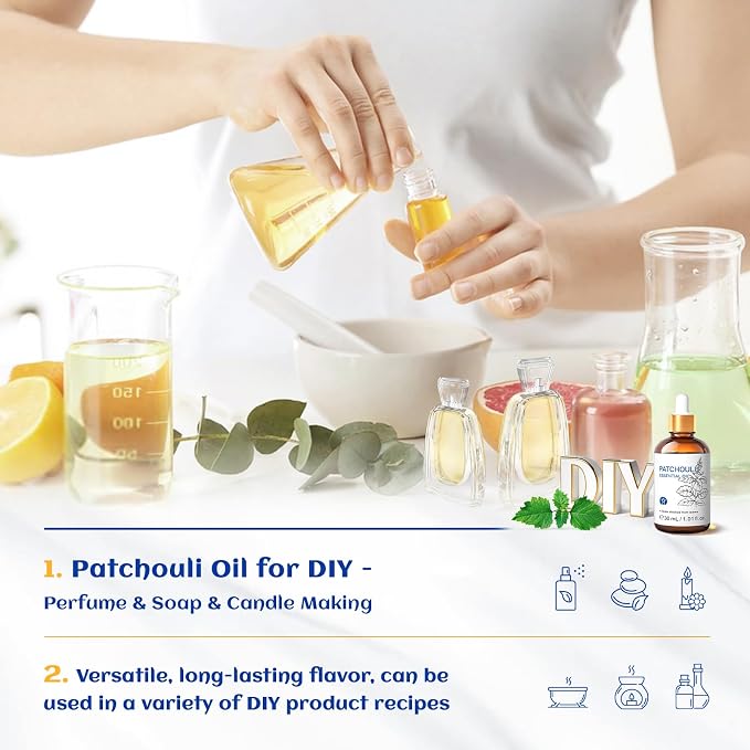 HIQILI Patchouli Essential Oil, for Diffuser, Homemade Perfume, Skin Care, Aromatherapy, Gift for Hippie Friend-30ML | for Diffuser Aromatherapy,Skin Care,Homemade Perfume,Ideal Gift Choice,Large-30mL/1.01 fl.oz